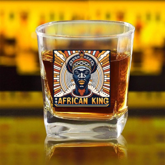 African King Gift For Afrocentric Lovers Square Whiskey Glasses