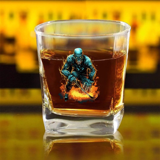 Ice Hockey Player Hockey Zombie Monster Square Whiskey Glasses
