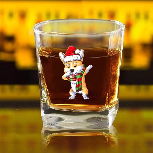 corgi dance Square Whiskey Glasses