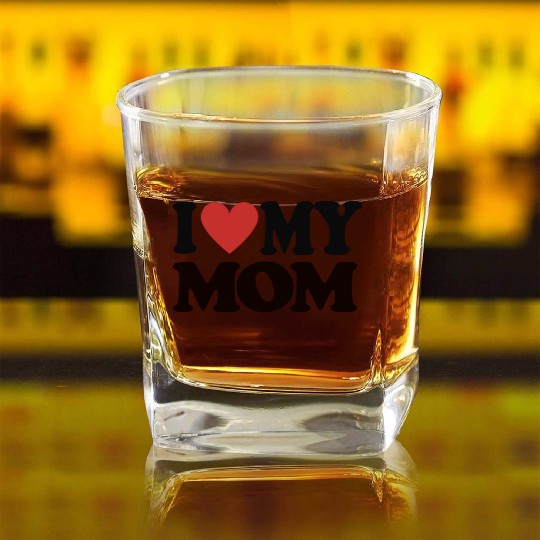 I Love My Mom Men's Muscle Square Whiskey Glasses Sleeveless Gym