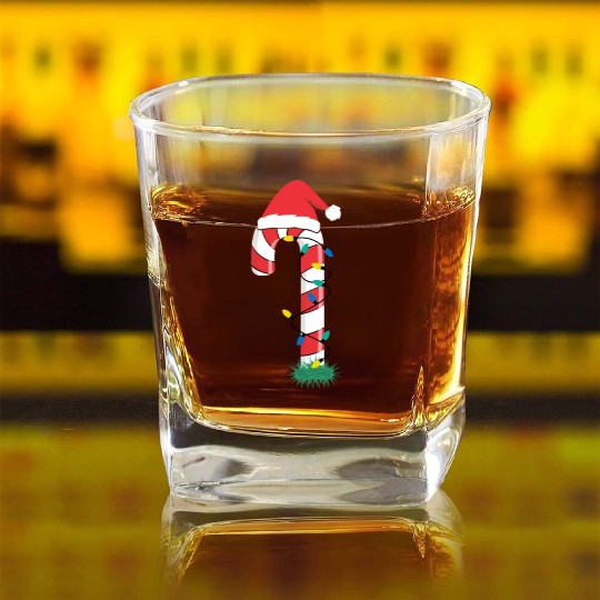 Christmas Candy Cane Santa Xmas Kids Toddler Youth Square Whiskey Glasses
