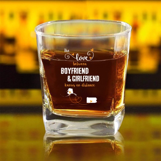 Love Between BF And GF Alaska To Pennsylvania Gift Square Whiskey Glasses