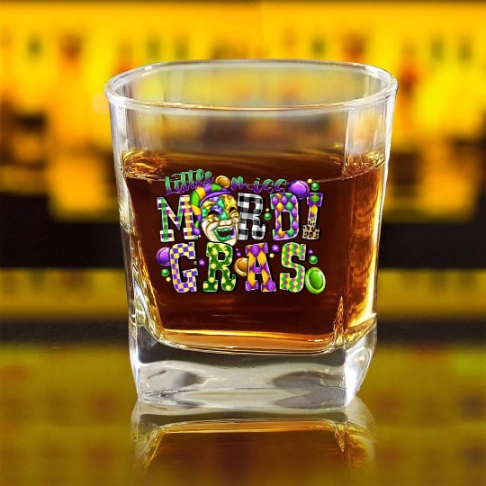 Little Miss Mardi Gras Square Whiskey Glasses
