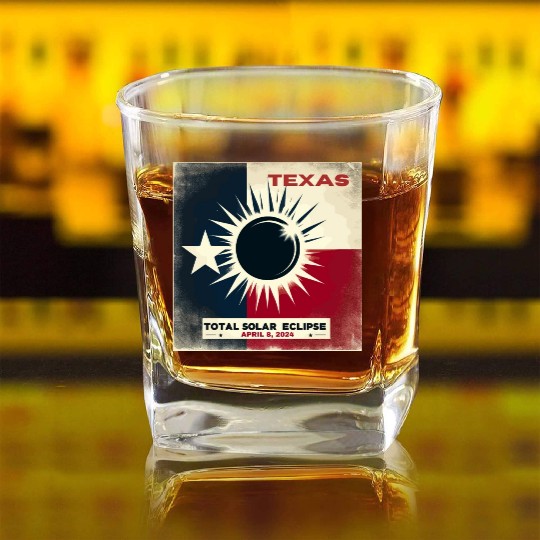 Texas Total solar eclipse 2024 Square Whiskey Glasses