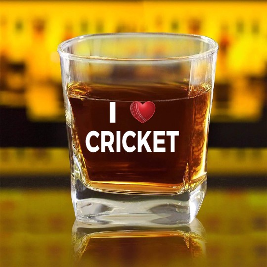 I Love Cricket Square Whiskey Glasses