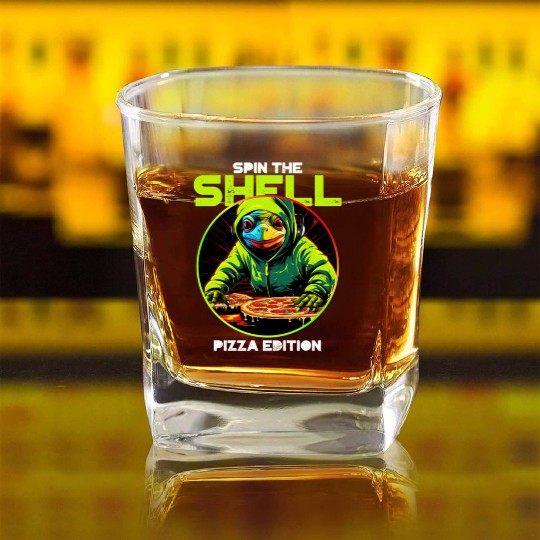 Spin the Shell: Pizza Edition Square Whiskey Glasses