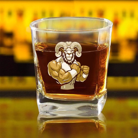 Workout Gym Sheep Square Whiskey Glasses