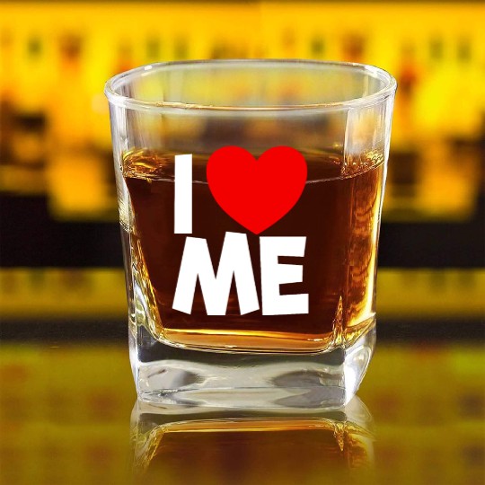 I Love Me Red Heart Self Love Affirmation Square Whiskey Glasses