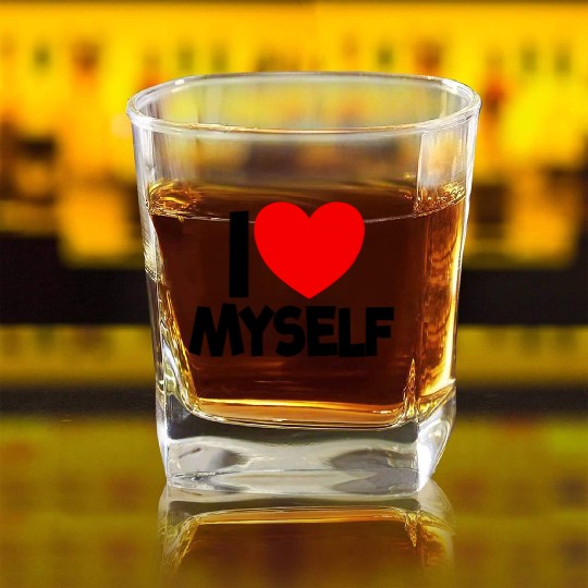 I Love Myself Red Heart Self Love Affirmation Square Whiskey Glasses