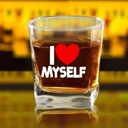 I Love Myself Red Heart Self Love Affirmation Square Whiskey Glasses