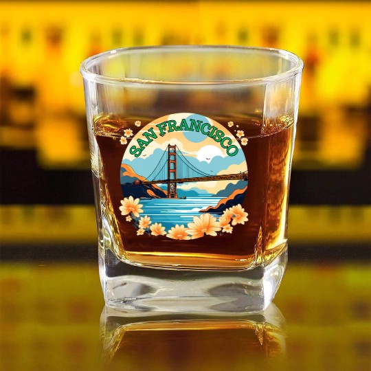 Golden Gate Bridge - San Francisco Square Whiskey Glasses