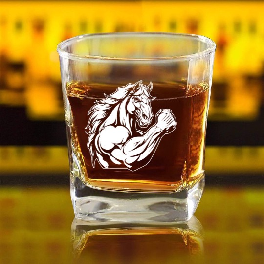 Workout Gym Horse Square Whiskey Glasses
