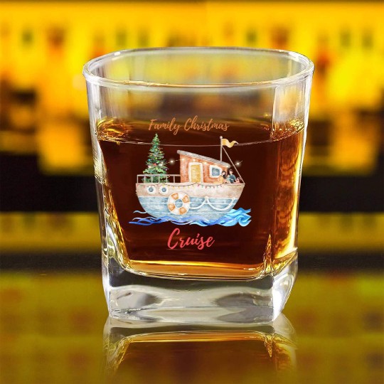 Christmas Cruise Square Whiskey Glasses
