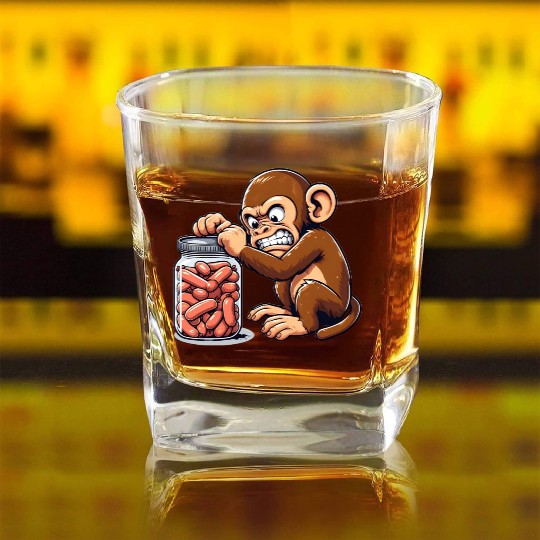 Angry monkey, locked glass Square Whiskey Glasses