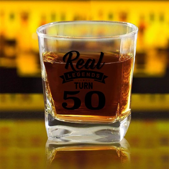 Real Legends Turn 50, 50th Birthday Square Whiskey Glasses