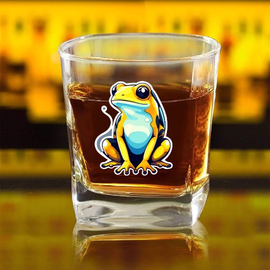 Golden Poison Frog Illustration Square Whiskey Glasses