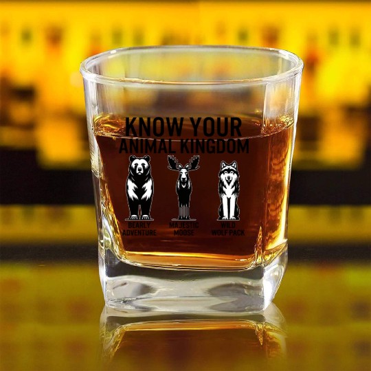 Jungle Square Whiskey Glasses, Know Your Animal Kingdom Bear Moose