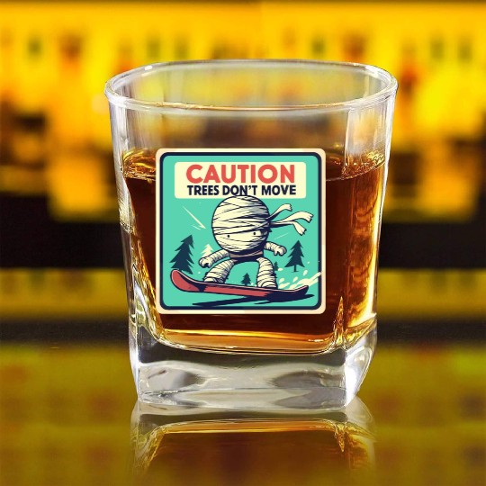 Caution trees don't move retro mummy Square Whiskey Glasses