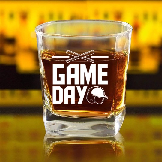 Game Day Funny Baseball Gift Square Whiskey Glasses