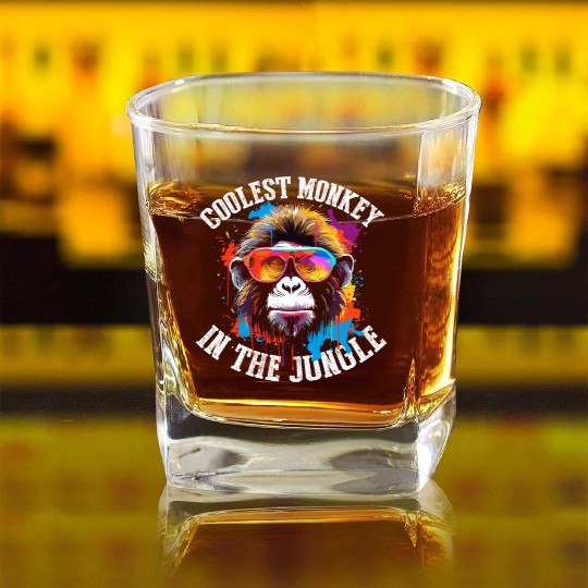 Coolest Monkey In The Jungle Square Whiskey Glasses