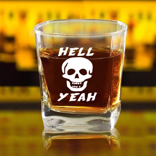 Stone Cold skull hell yeah Square Whiskey Glasses