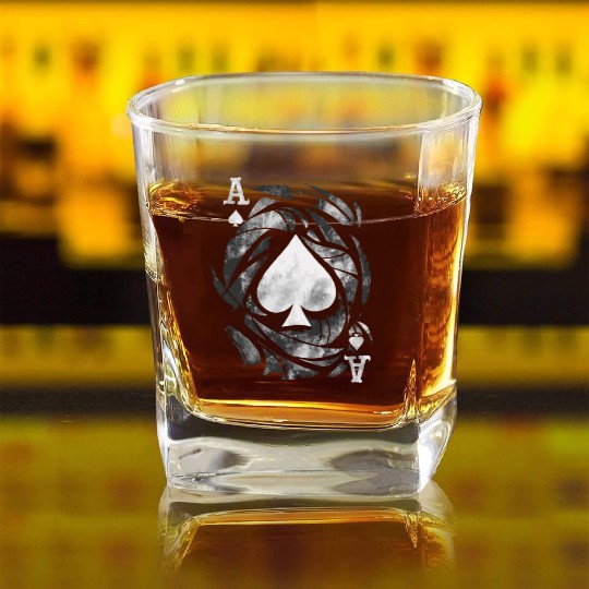 Grunge Ace of Spades Square Whiskey Glasses