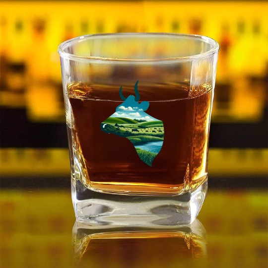 Nature in Cow Pattern Square Whiskey Glasses