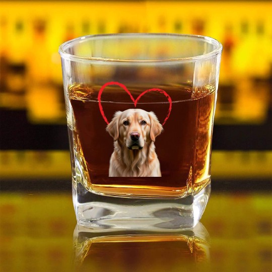 Golden Retriever Embraced by Love Knows No Bounds Square Whiskey Glasses