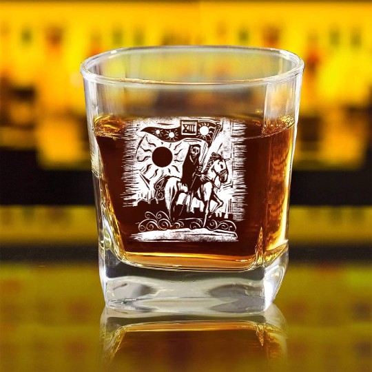 Tarot Death Card Blackcraft Square Whiskey Glasses