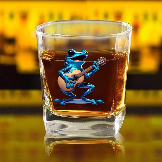 Poison dart frog guitar Square Whiskey Glasses