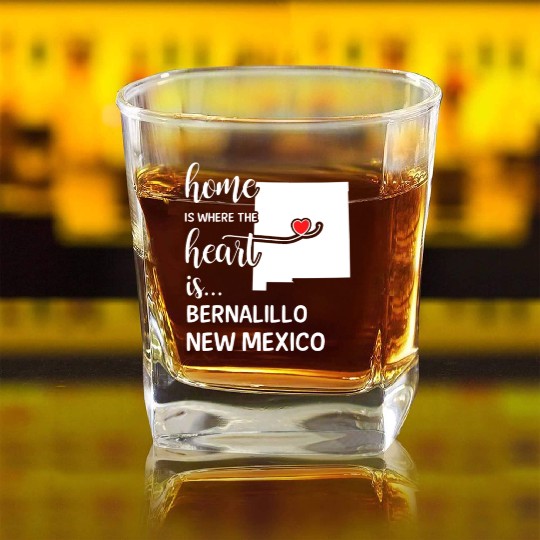 Bernalillo County New Mexico Is Where My Heart Square Whiskey Glasses