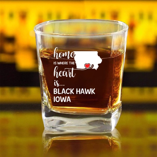 Black Hawk County Iowa Is Where My Heart Is Gift Square Whiskey Glasses