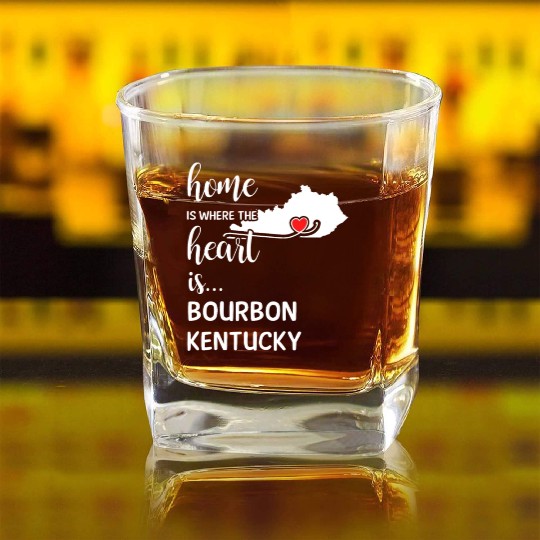 Bourbon County Kentucky Is Where My Heart Is Gift Square Whiskey Glasses