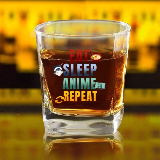 Eat Sleep Anime Repeat Cute Manga Animes Square Whiskey Glasses