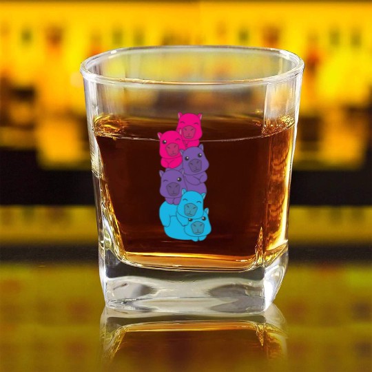 Androgynous Flag Pride Lgbtq Cute Capybara Square Whiskey Glasses