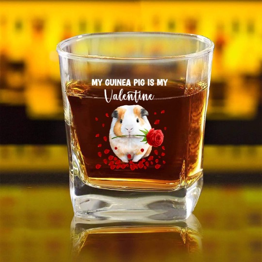 My Guinea Pig Is My Valentine Square Whiskey Glasses