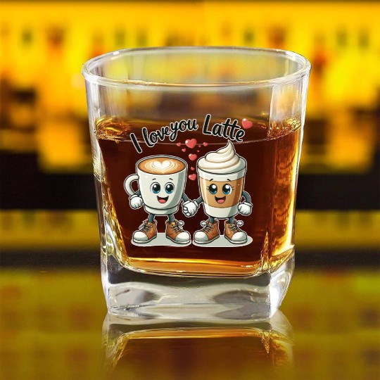 The perfect Valentine's Day gift I love you latte Square Whiskey Glasses