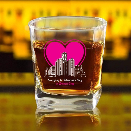 Valentine's Day in Detroit City Square Whiskey Glasses