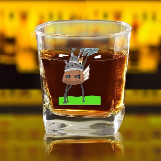 Steampunk Mechanical Moving Castle Square Whiskey Glasses