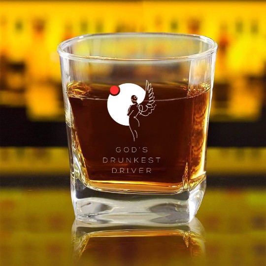 God's Drunkest Driver Square Whiskey Glasses