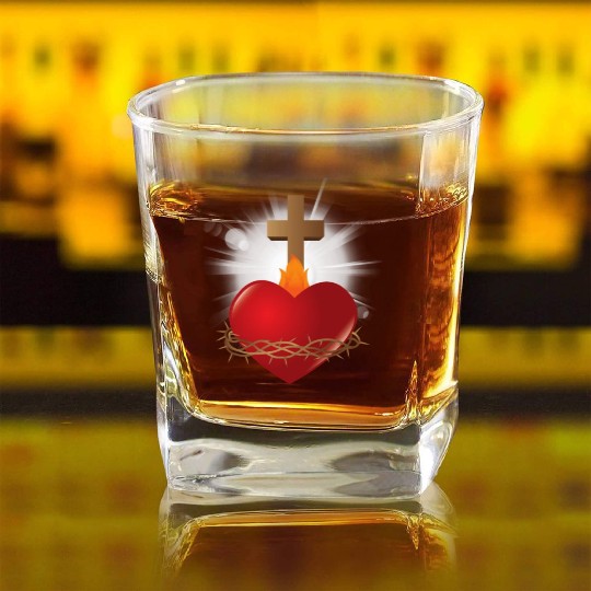 sacred heart of jesus Square Whiskey Glasses