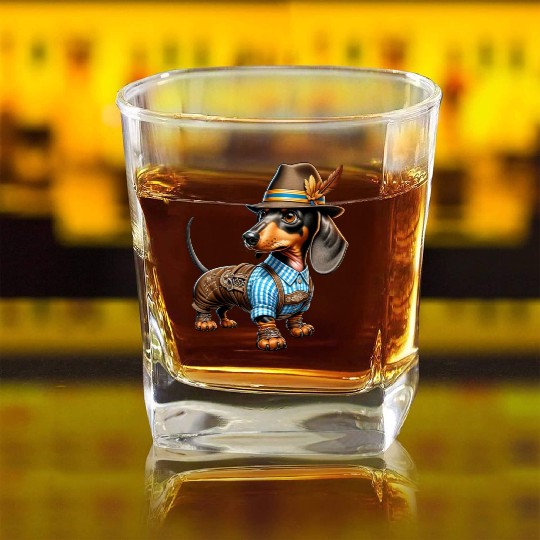 Dachshund dog Bayern Square Whiskey Glasses