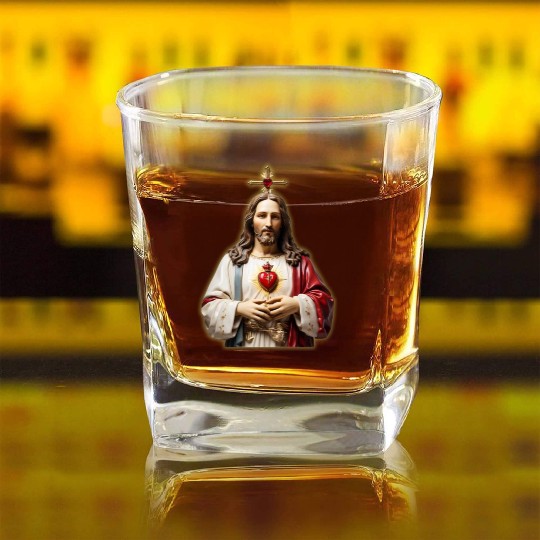 sacred heart of jesus Square Whiskey Glasses