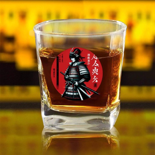 Samurai fighter from ancient Japanese style Square Whiskey Glasses