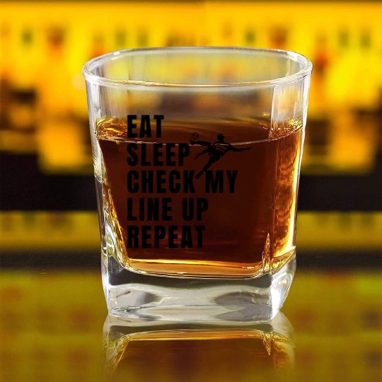 Eat Sleep Check my Lineup Repeat Fantasy Football Square Whiskey Glasses