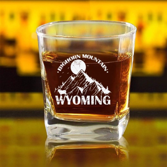 Bighorn Mountain Wyoming Montana USA Square Whiskey Glasses