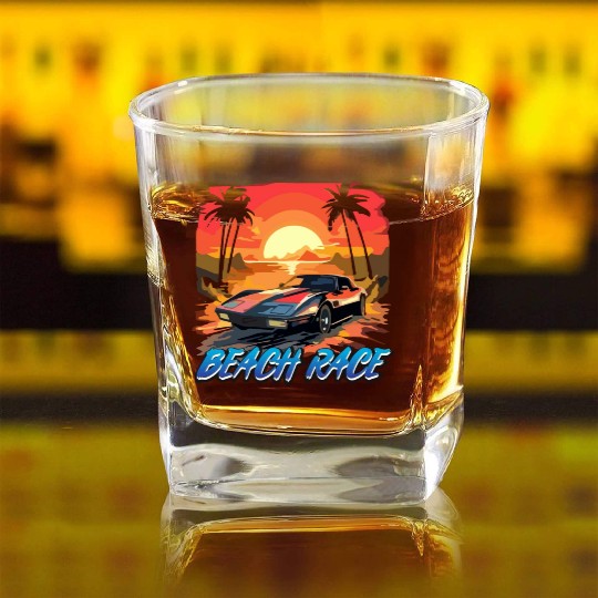 Beach race Square Whiskey Glasses