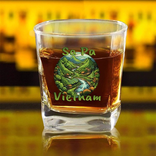 Pa Vietnam: Green Rice Terraces Square Whiskey Glasses
