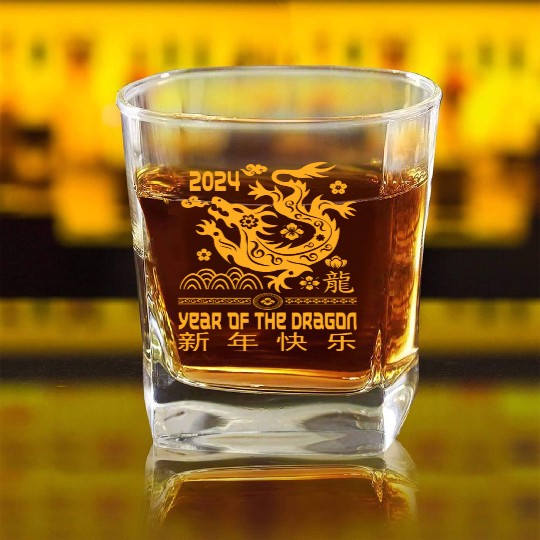 Zodiac Chinese New Year 2024 | Year Of The Dragon Square Whiskey Glasses
