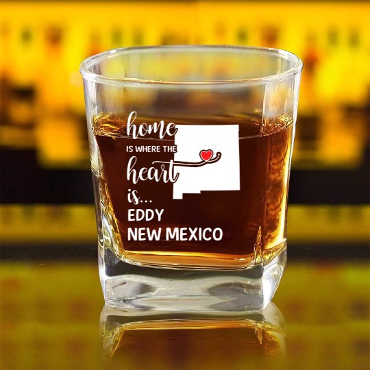 Eddy County New Mexico Is Where My Heart Is Gift Square Whiskey Glasses